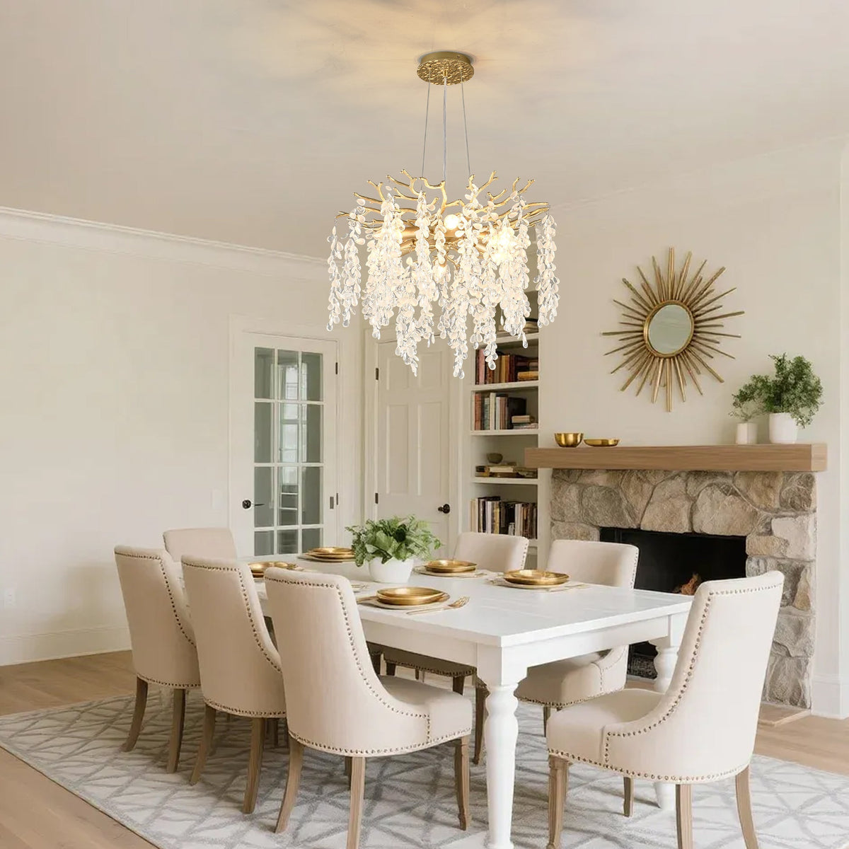 6-Light Chandelier Crystal Ceiling Lamp in Gold