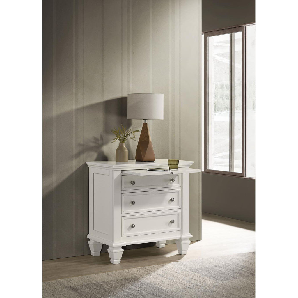 Cottage 3 Drawer Nightstand With Pull Out Tray - Cream White