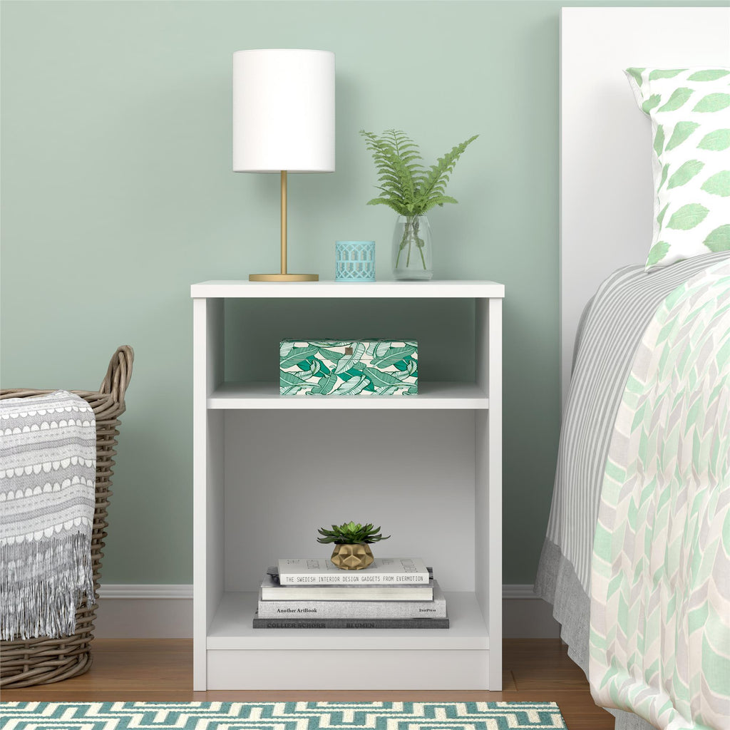 Open Shelf Nightstand - White