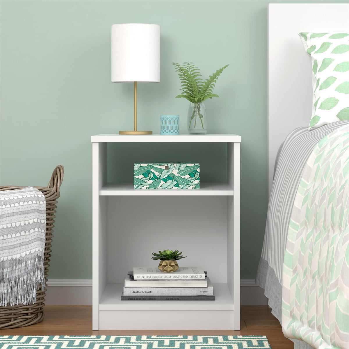 Open Shelf Nightstand - White