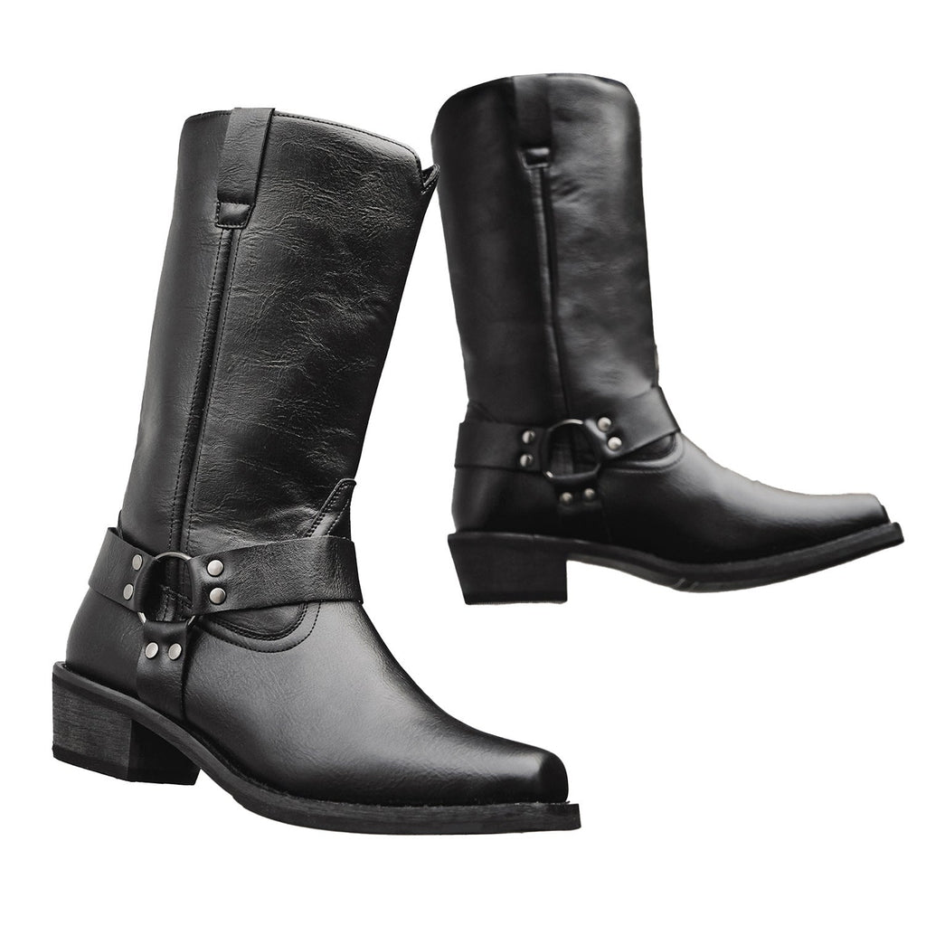 Men's Western Cowboy Boots – Square Toe Chunky Heel Slip-On