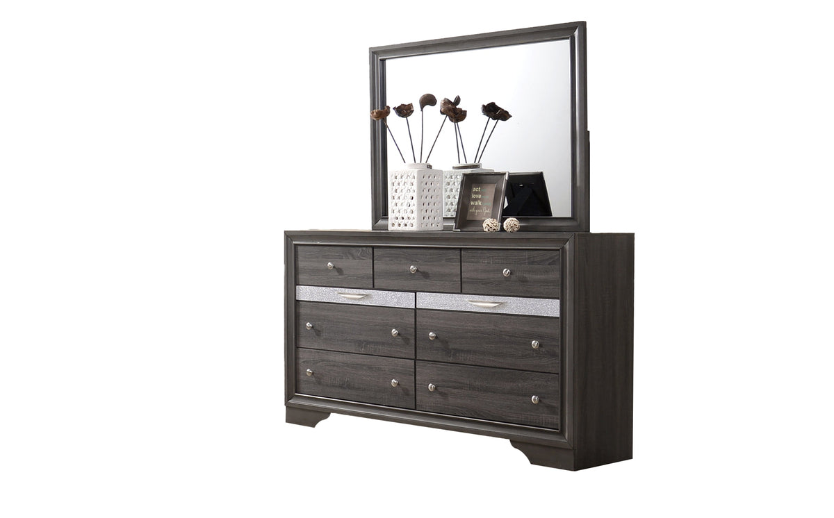 Traditional Queen 5 Piece Storage Bedroom Set in Gray Wood