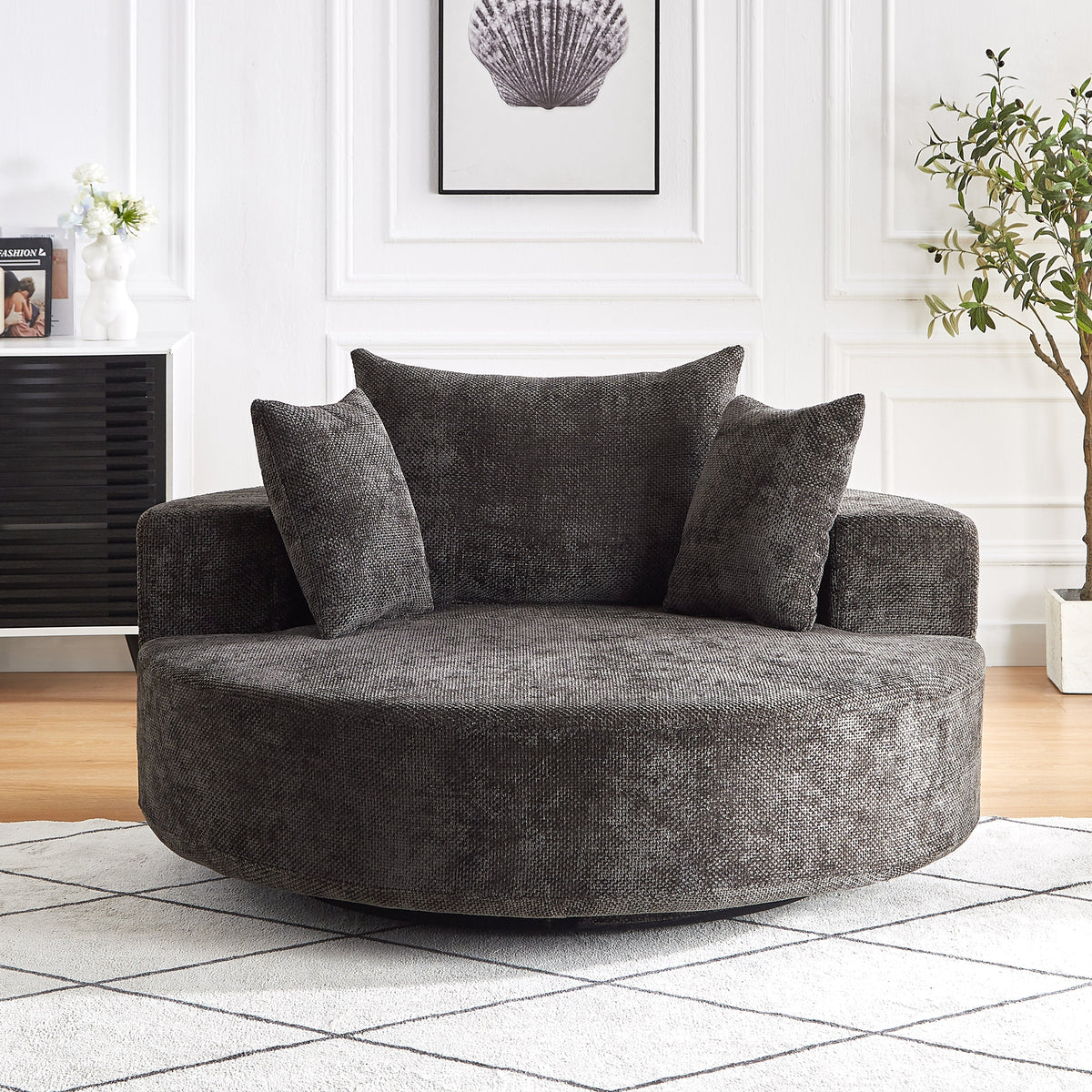 55'' Chenille Foam Single Swivel Chair
