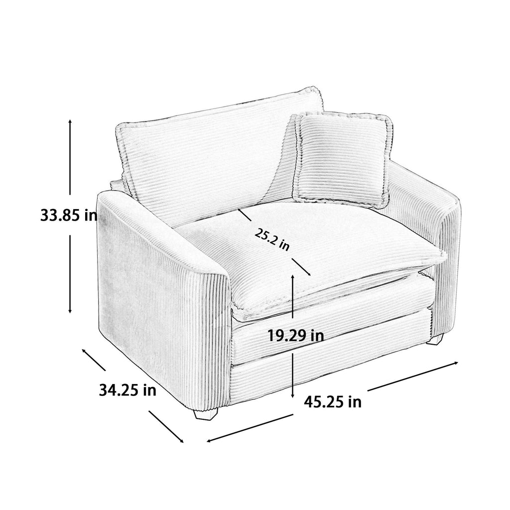 Modern Classic Fabric Single Chair Deep Seat Sofa With Pillow