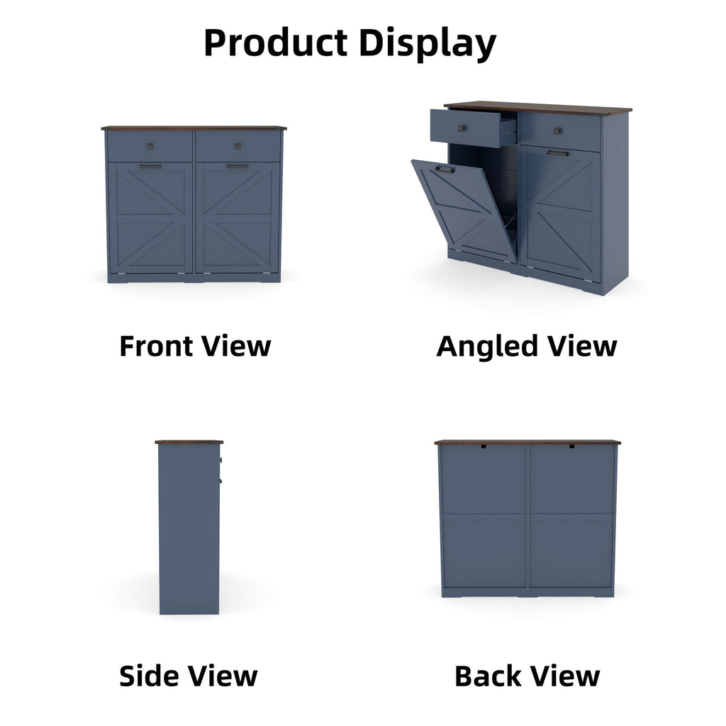 Double Tilt Out Trash Cabinet With Hideaway Drawer And Barn Door Style