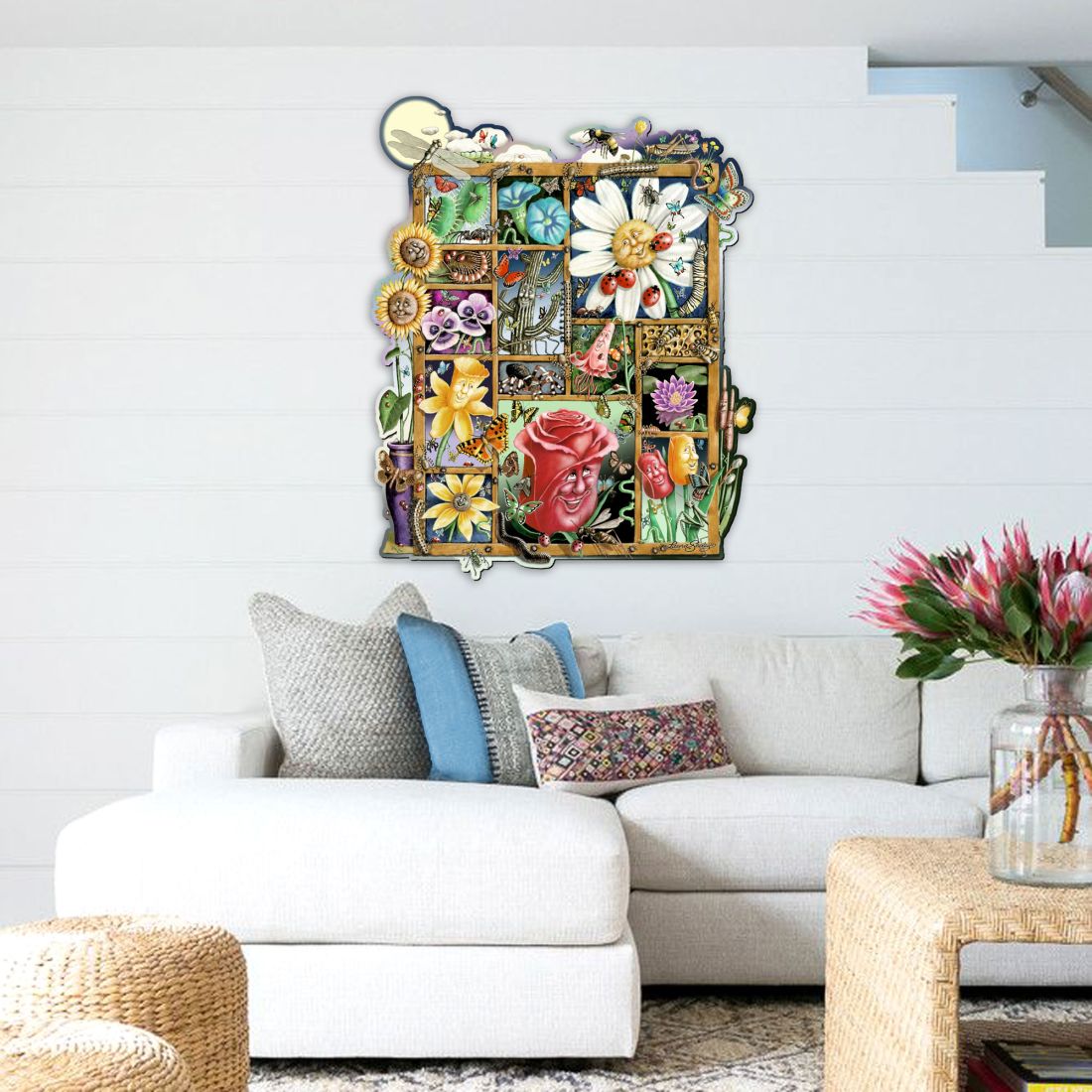 Bugs & Blossoms Whimsical Wall Art by Laura Seeley - Love Family Kids Decor - 8513002-LS