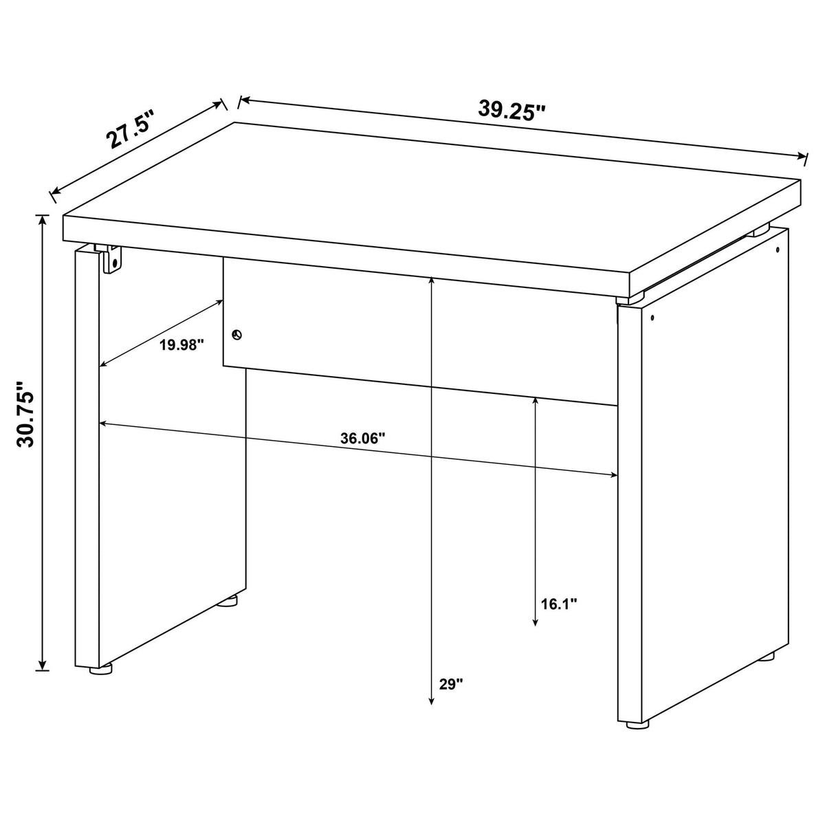 Extension Desk With Floating Top Design - Brown