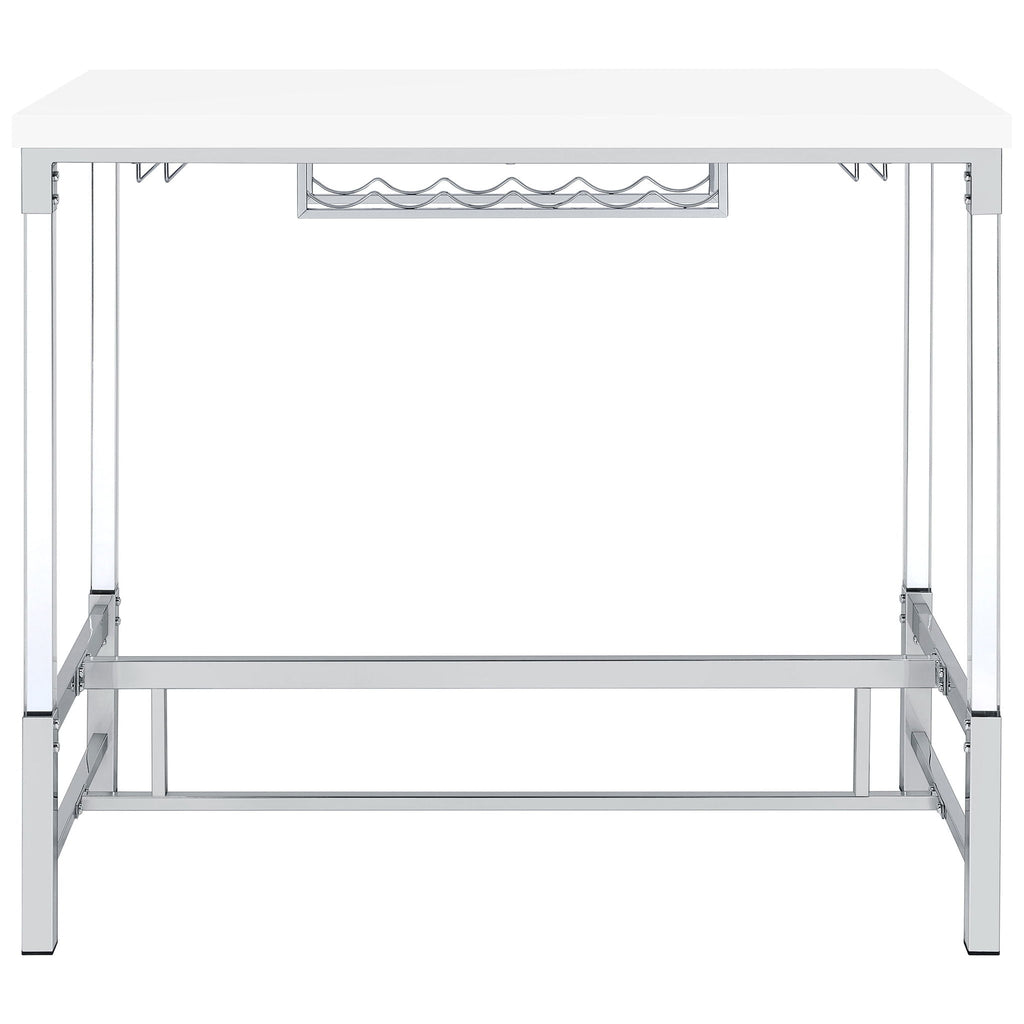 Tonneson - Bar Table With Trestle Base And Wine Storage - White