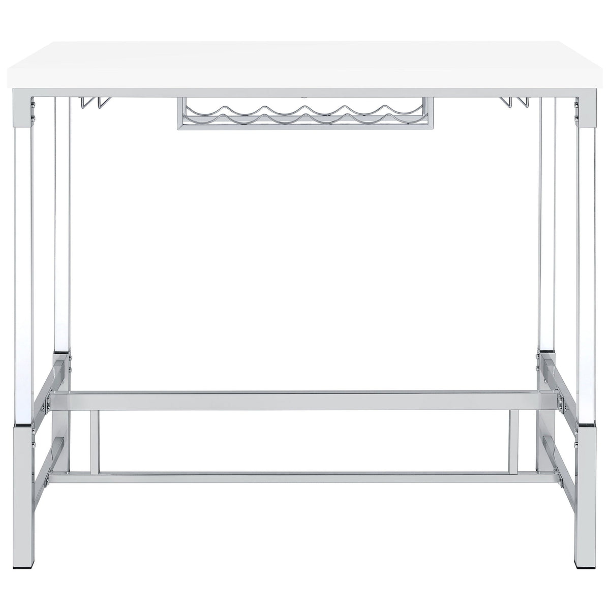 Tonneson - Bar Table With Trestle Base And Wine Storage - White