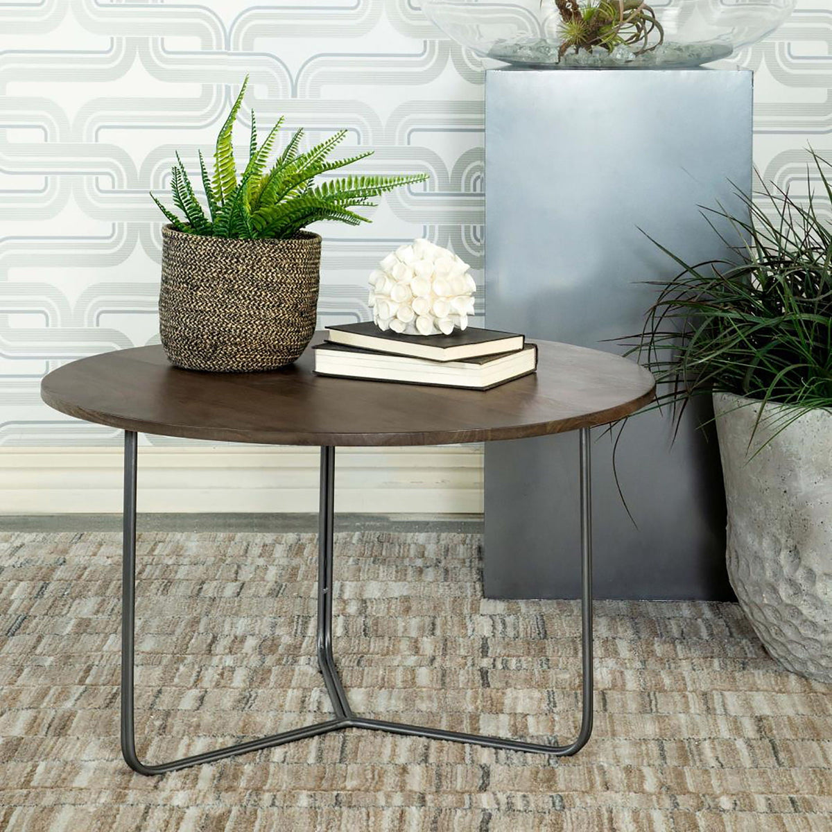 Accent Table With Slim Tripod Base - Brown