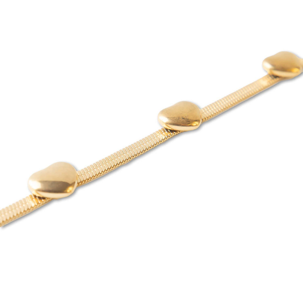Gold Chain Bracelet - Herringbone Heart, Gilded Collection