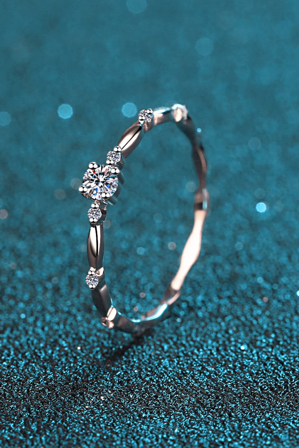 Sparkala™ 925 Sterling Silver Rhodium-Plated Beaded Ring