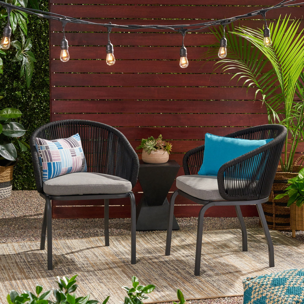 Outdoor Wicker Chair With Powder-Coated Iron Legs