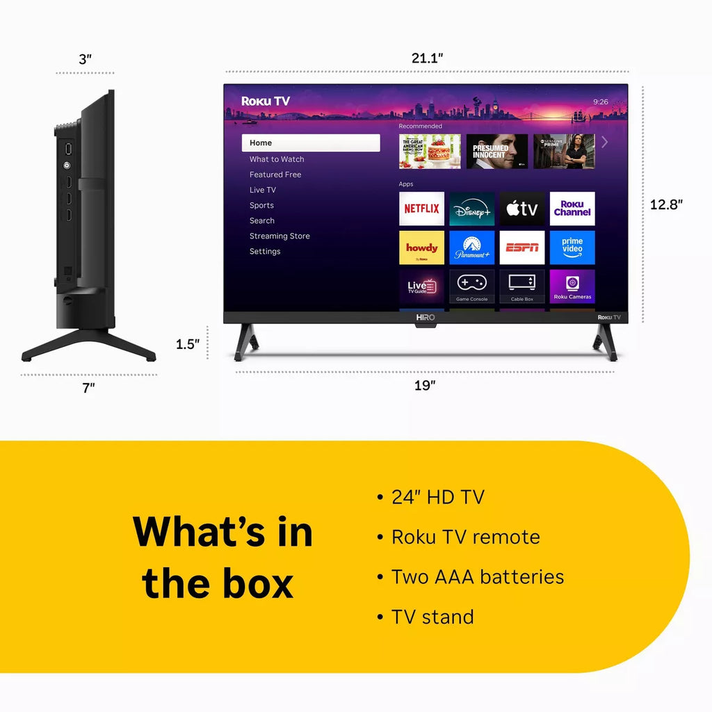 Hiro Roku TV 720P HD Smart TV Flat Screen LED Television with Roku TV and Dolby Audio for Streaming