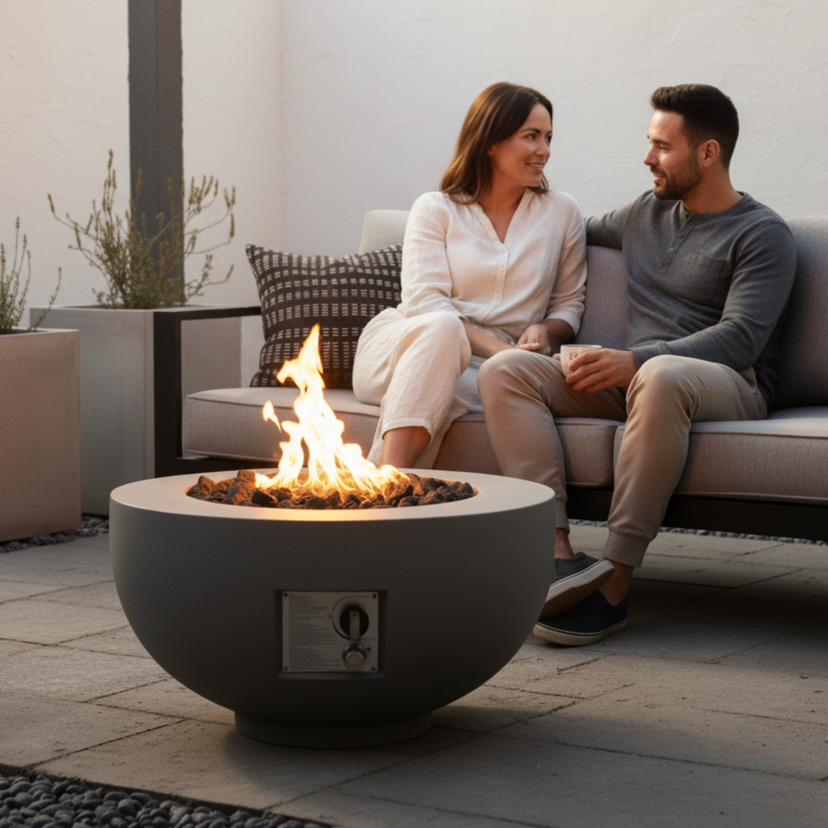 Outdoor Round Propane Fire Pit Table 28-inch, 40,000 BTU