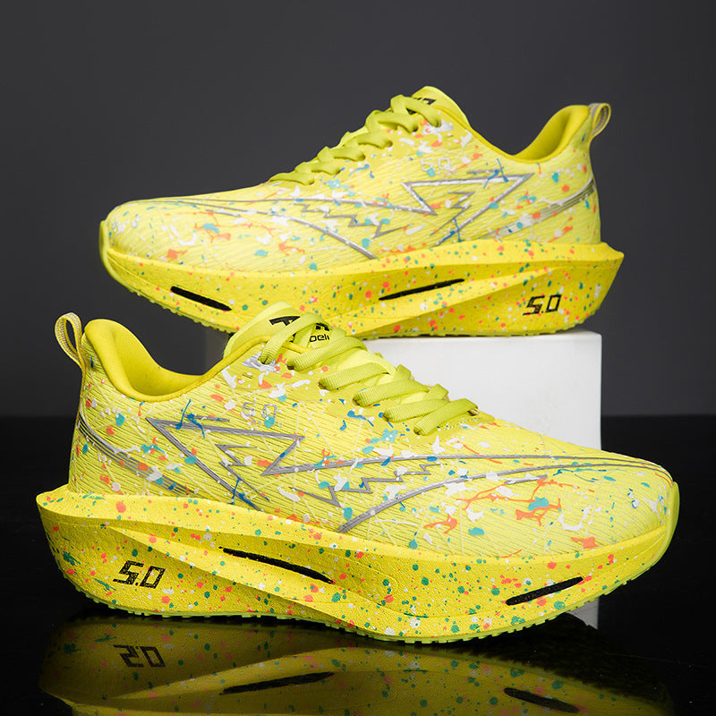Iridescent Patchwork Sneakers – Holographic Fashion Running Shoes
