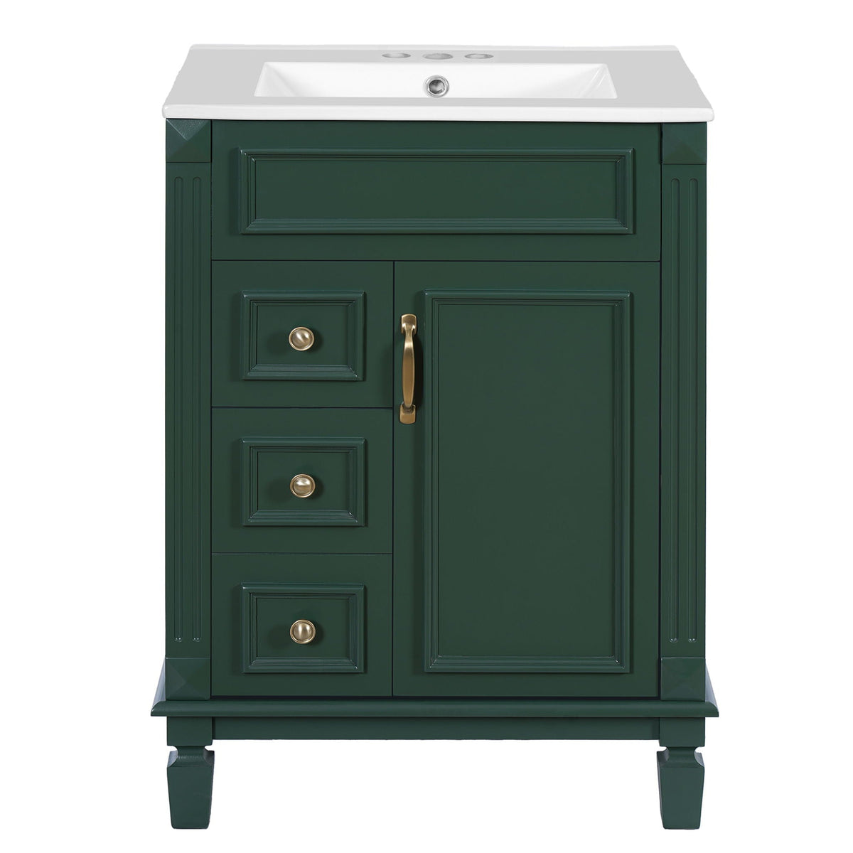 Bathroom Vanity With Sink, Compact Cabinet & 2 Drawers And Adjustable Shelf