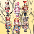 Nutcrackers Clip-On Eco Wood Decorative Ornaments Set of 6 by G. Debrekht - Christmas Decor - 8090008C-S6
