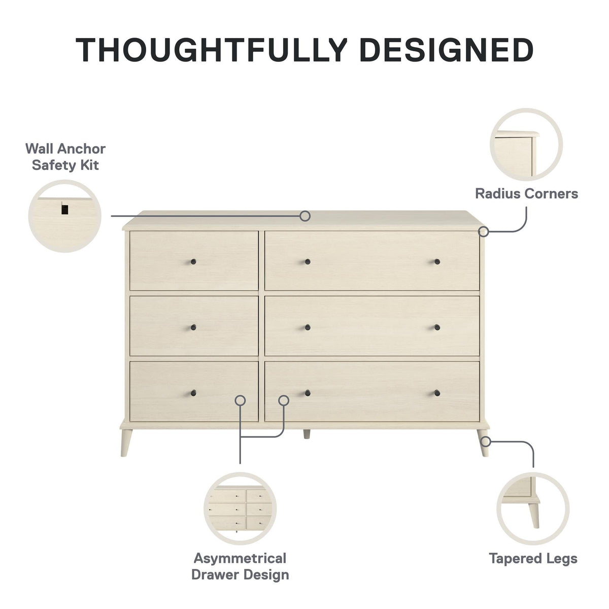 Farnsworth - 6 Drawer Dresser - Ivory