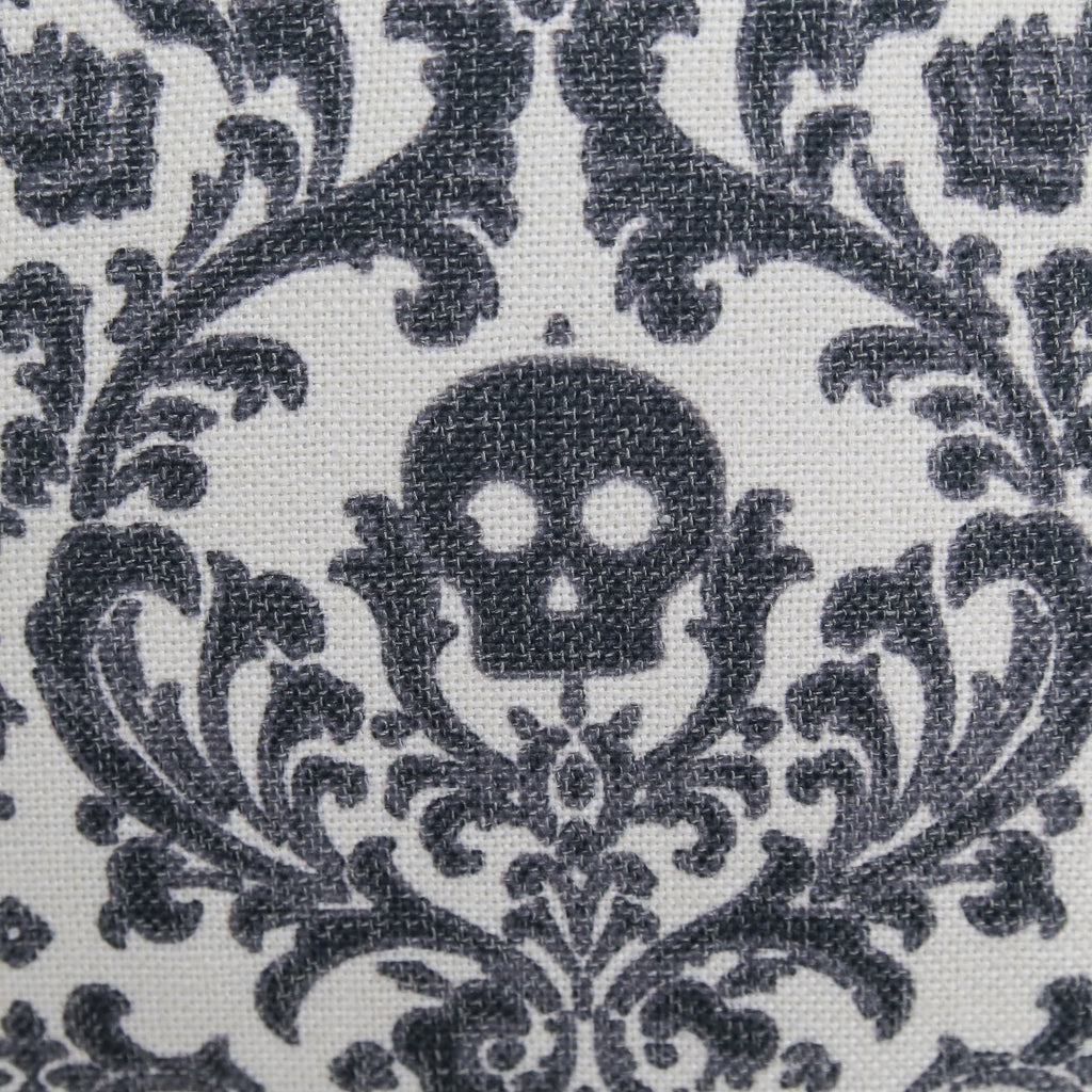 Baroque Skull Damask Accent Pillow – Black & White Day of the Dead Accent Cushion