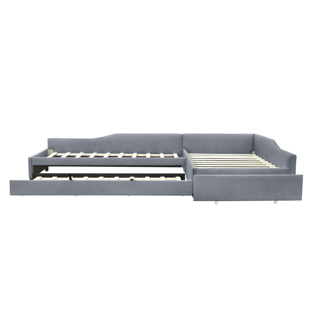 Upholstered Double Daybed With Trundle And Drawer