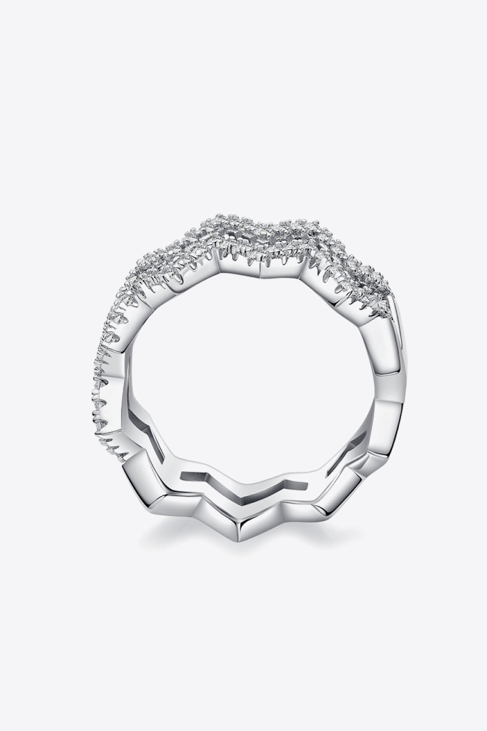 Adored Sparkala™ Zigzag Stacking Rings (Platinum Over Pure Sterling Silver)