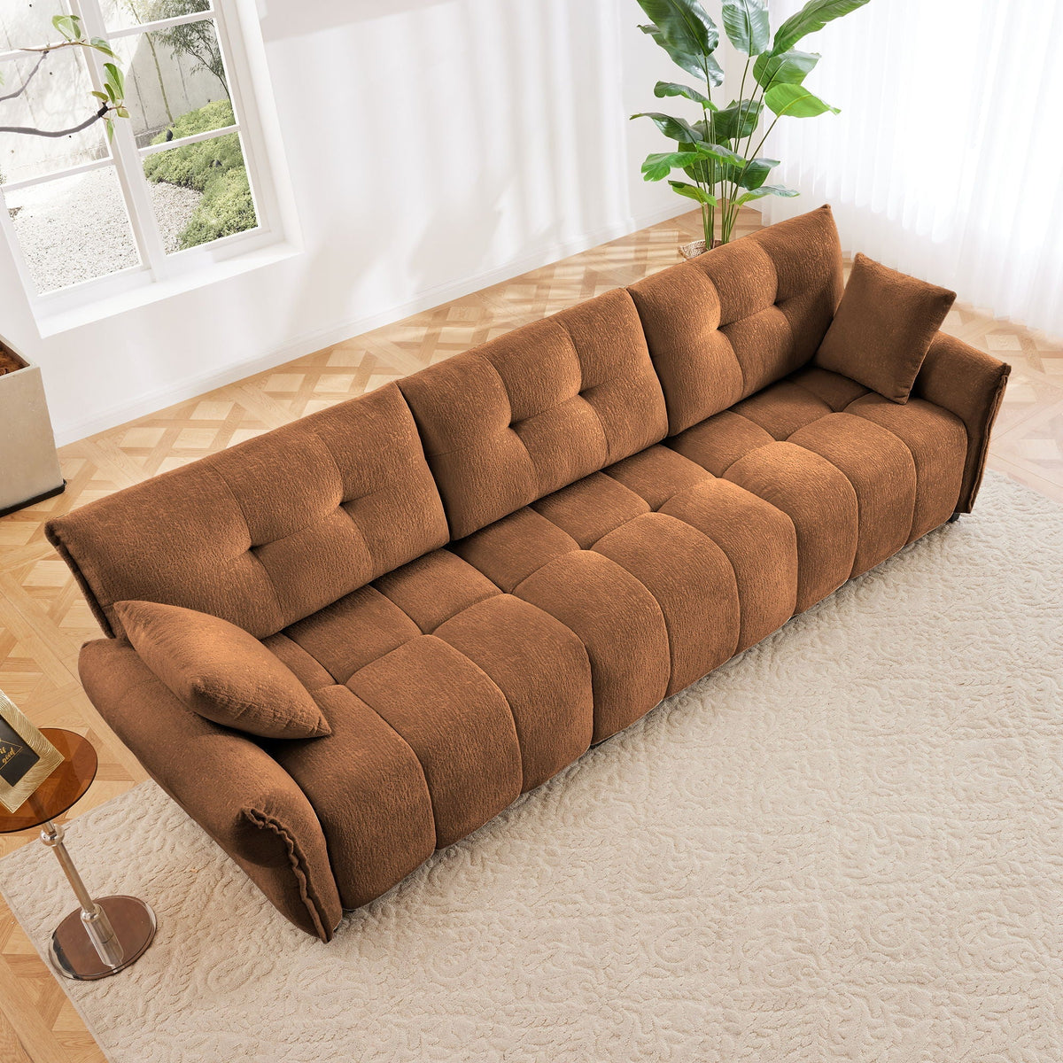 Modern Sofa & Pillows, Textured Cover, High Rebound Cushions