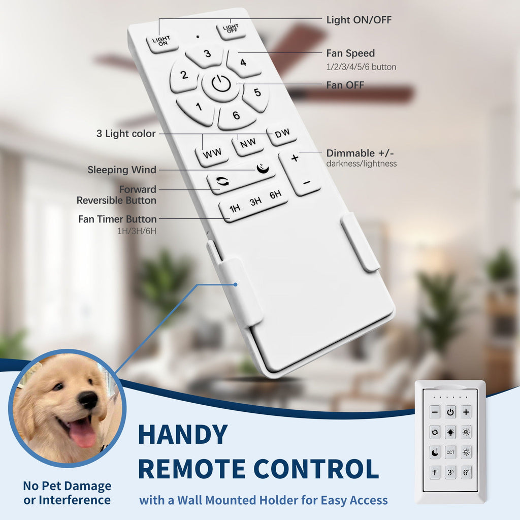 Flush Mount Ceiling Fans With LED Light And Remote Control, 5 Blades