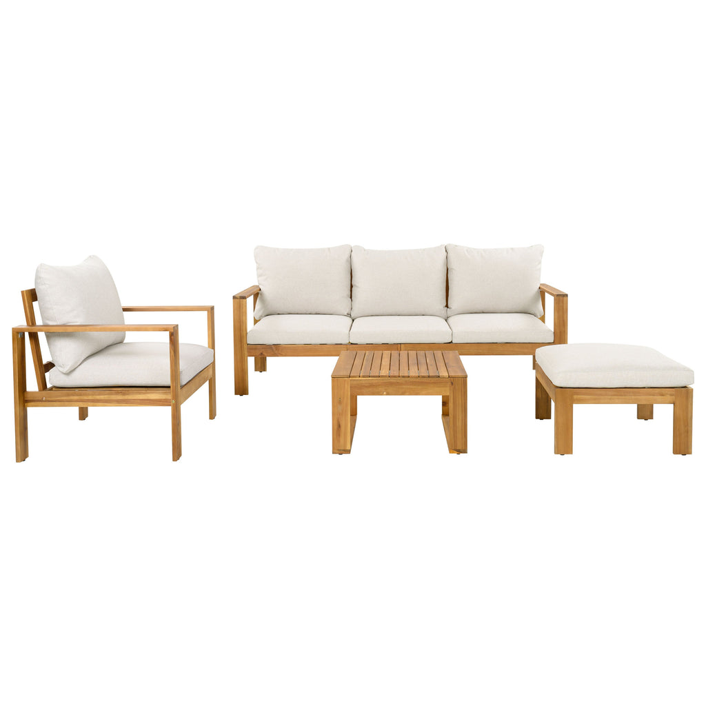 Outdoor 4pcs Acacia Sectional Patio Sofa Set