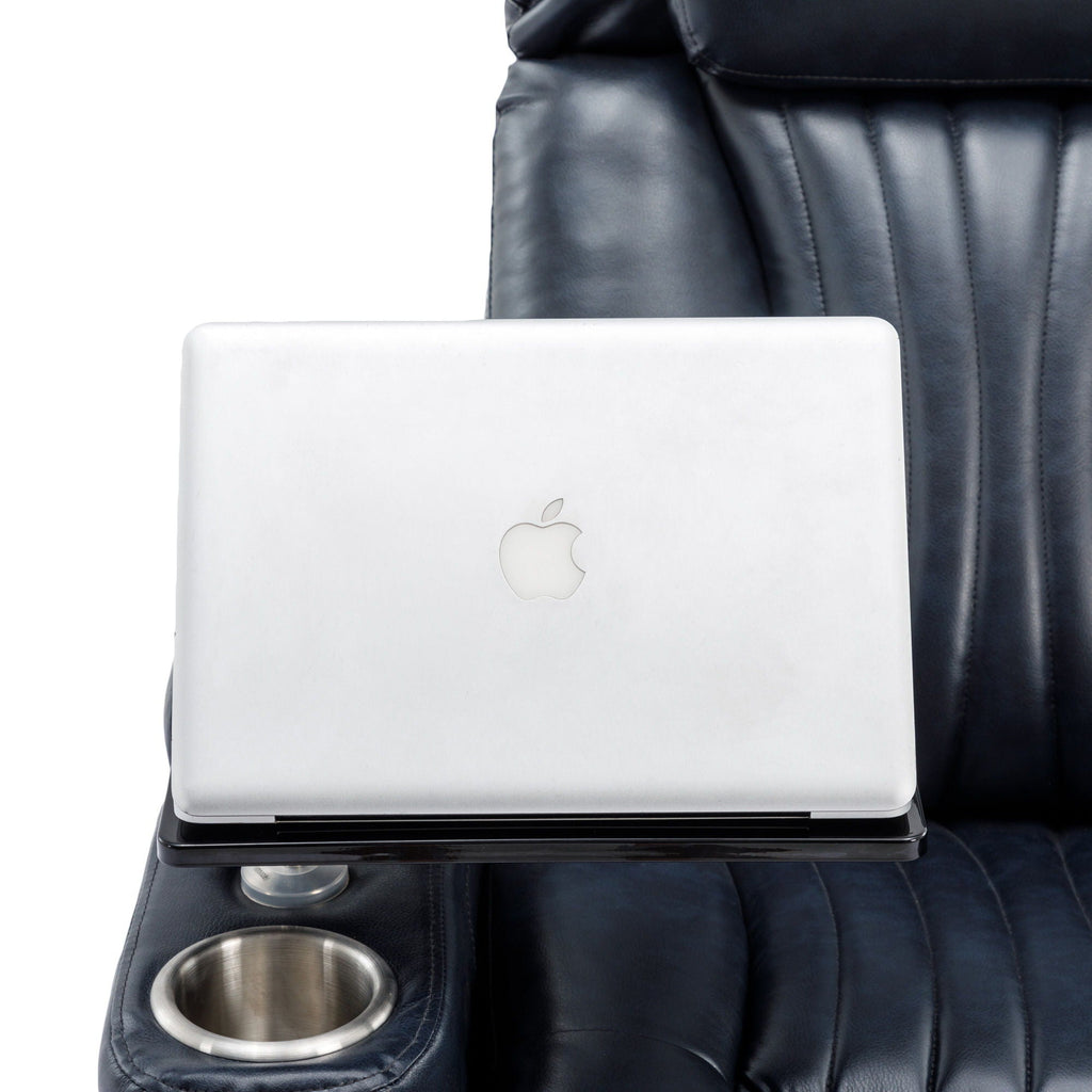 270° Power Swivel Recliner Home Theater Chair With Hidden Arm Storage, LED Light, Cup Holder, And Tray Table