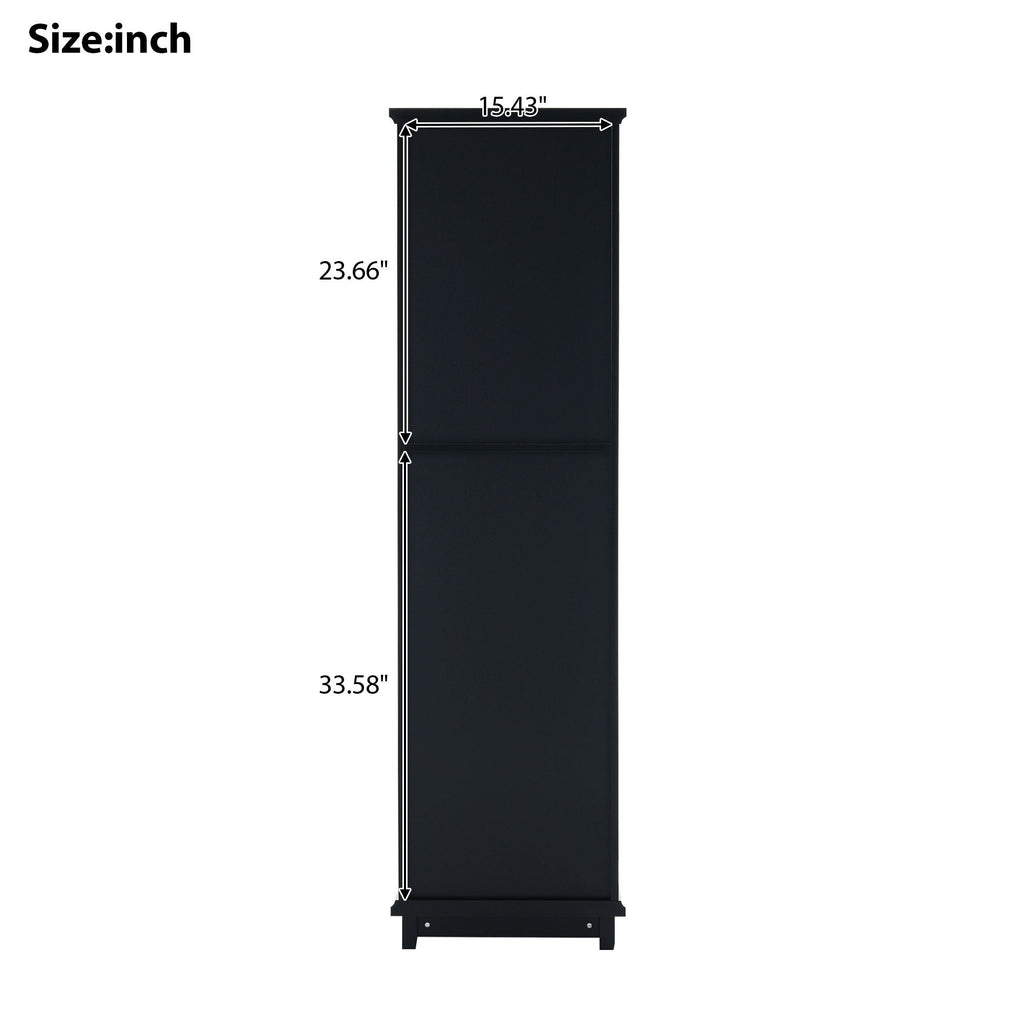 Tall Bathroom Storage Cabinet With Glass Doors, Free-Standing, Two Drawers, And Adjustable Shelves, Board, Painted Perfect For Displaying Your Favorite Items