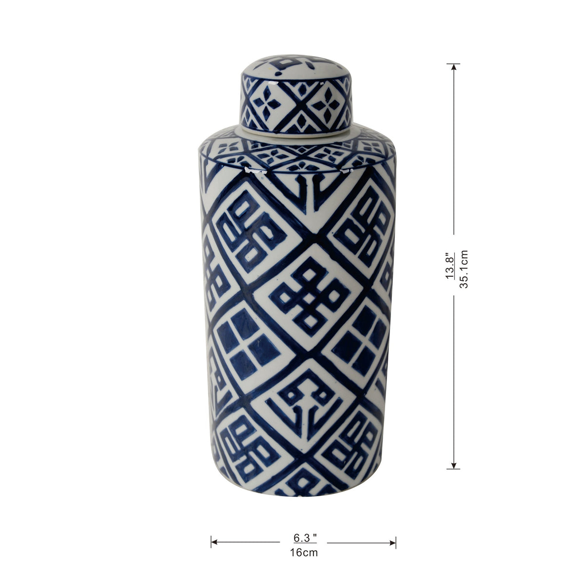 Valora Blue and White Cylinder Jar