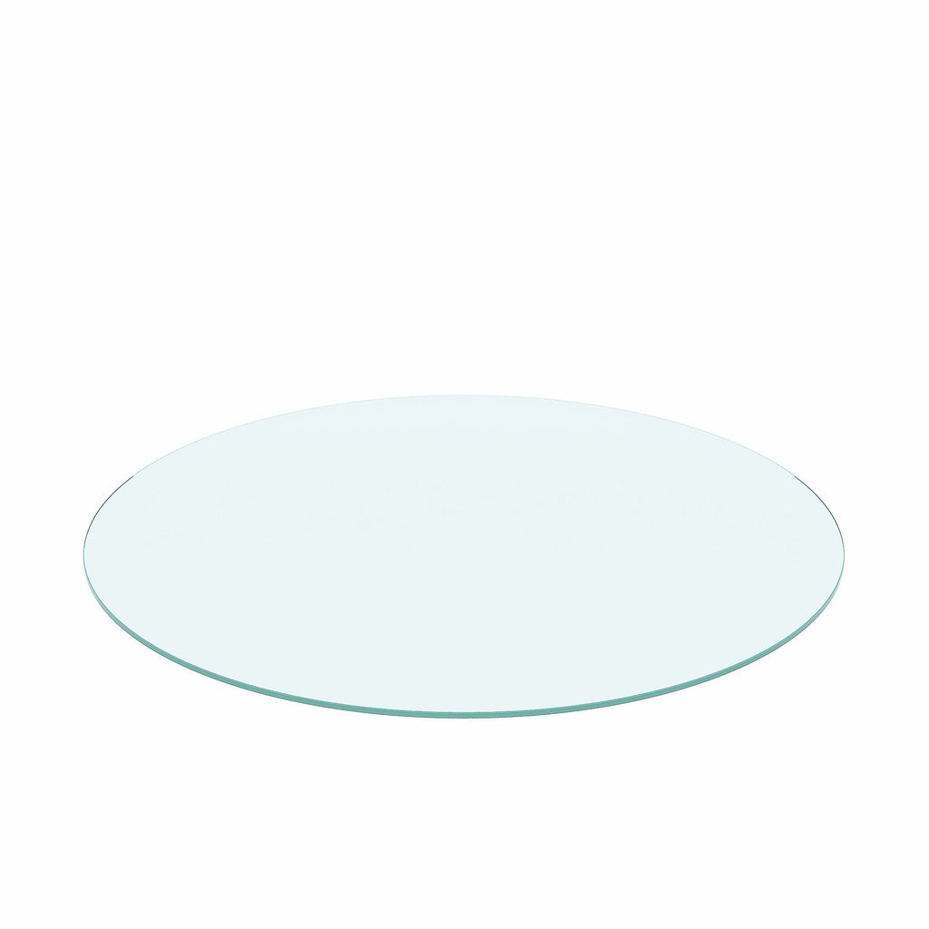 20" Round Tempered Glass Table Top Clear Glass 1 / 4" Thick Flat Polished Edge - Transparent