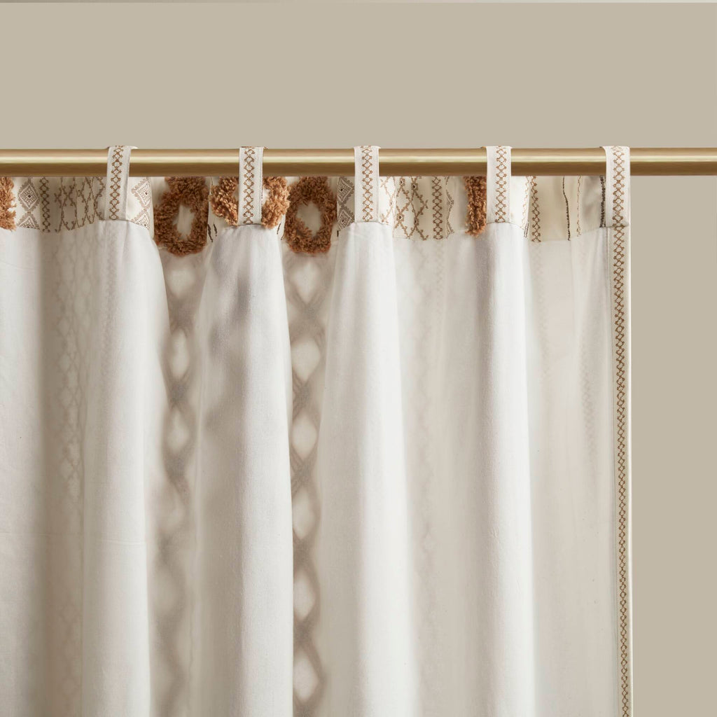 1 PC 50x84' Cotton Printed Window Panel with Chenille Stripe and Lining
