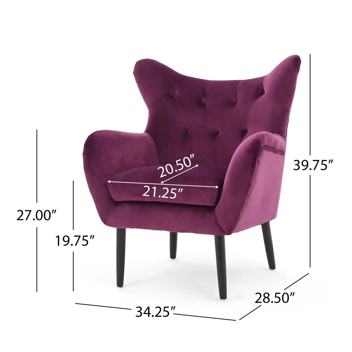 Alyssa Mid Century Upholstered Arm Chair With Wingback Design