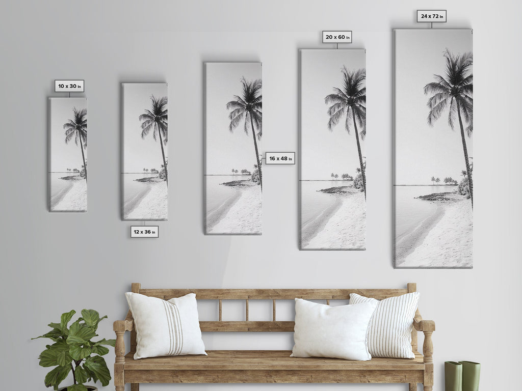 Coastal Palm Trees, Tropical Minimalist Print, Modern Beach Decor, Neutral Wall Art, Framed Canvas Print, Dining Room Summer Vibe