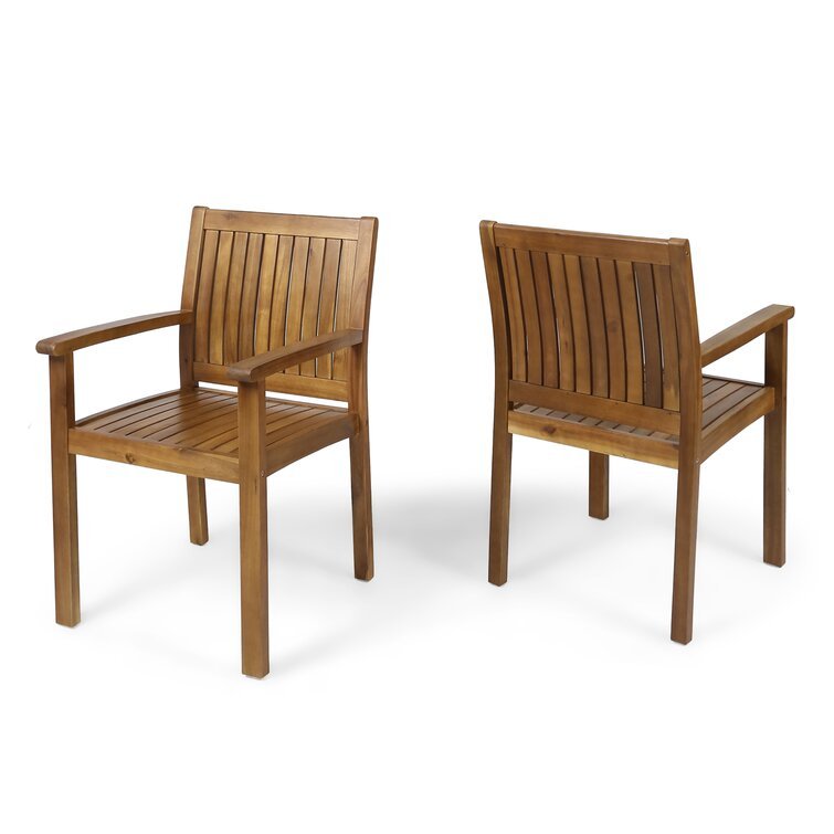 7 Pieces Acacia Wood Outdoor Dining Set – Modern Style