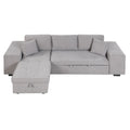 Modern L-Shape 3 Seat Reversible Sectional Couch, Pull Out Sleeper Sofa With Storage Chaise And 2 Stools For Living Room Furniture Set