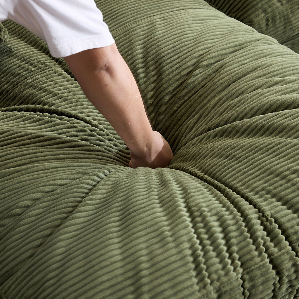 Compressed Sofa With 3 Back Cushions, 2 Throw Pillows