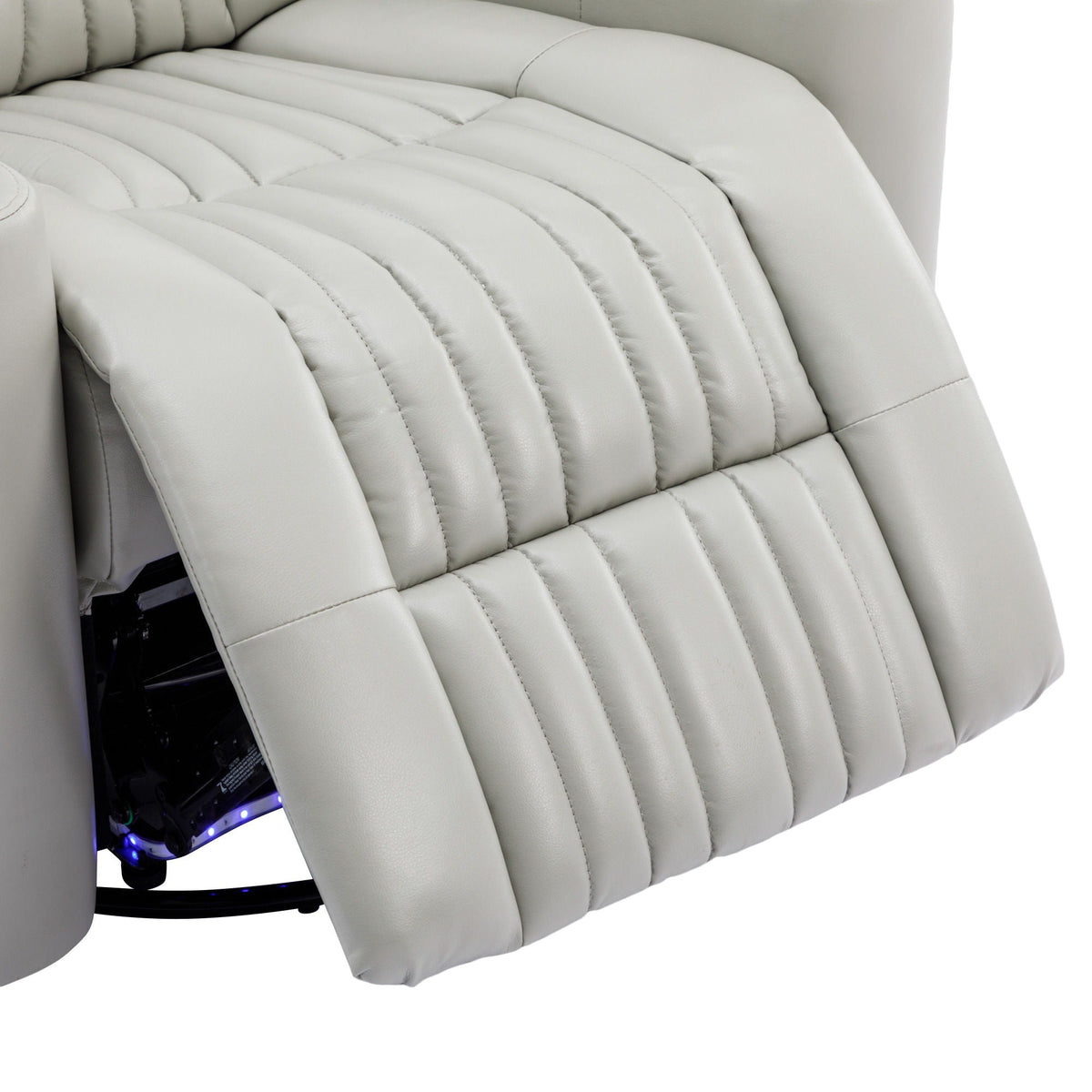270° Power Swivel Recliner Home Theater Chair With Hidden Arm Storage, LED Light, Cup Holder, And Tray Table