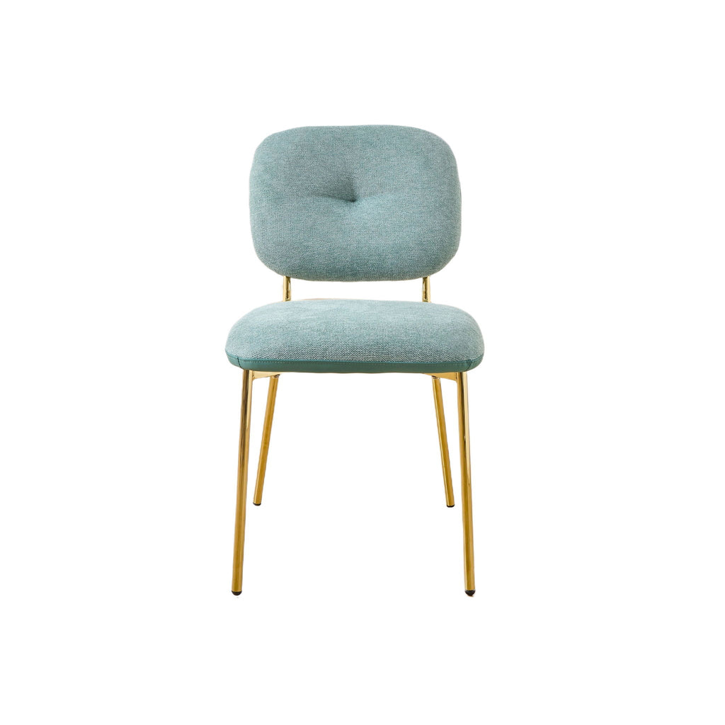 Modern Dining Chairs (Set of 2) Upholstered Accent Chairs With Metal Legs Space Saving Contemporary Seating - Green