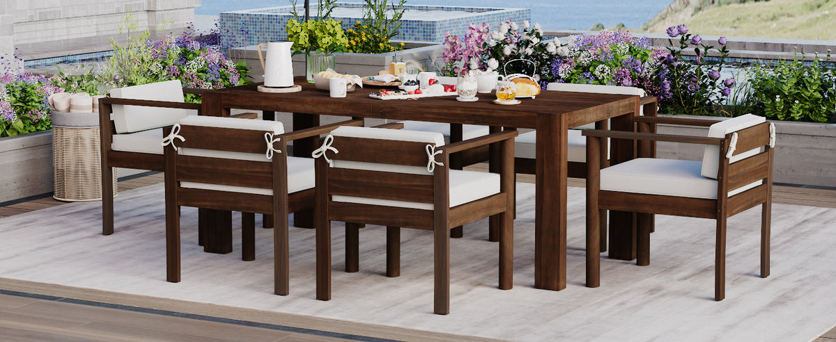 TREXM 7-Piece Patio Dining Table Set for 6
