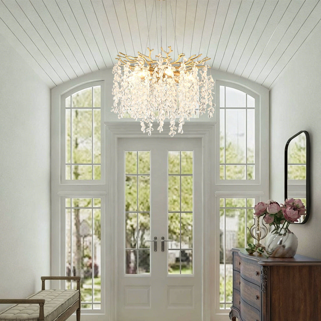6-Light Chandelier Crystal Ceiling Lamp in Gold