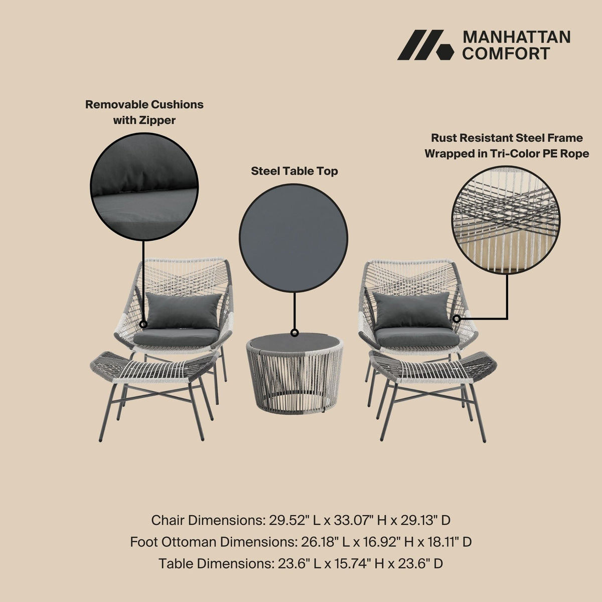 Ashland - 5 Piece Outdoor Conversation Set