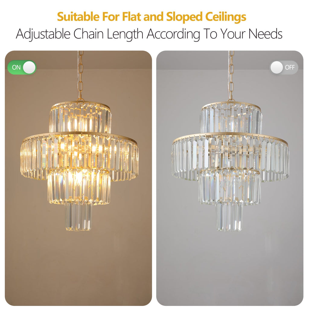 20' Modern Crystal Chandelier with Gold Finish