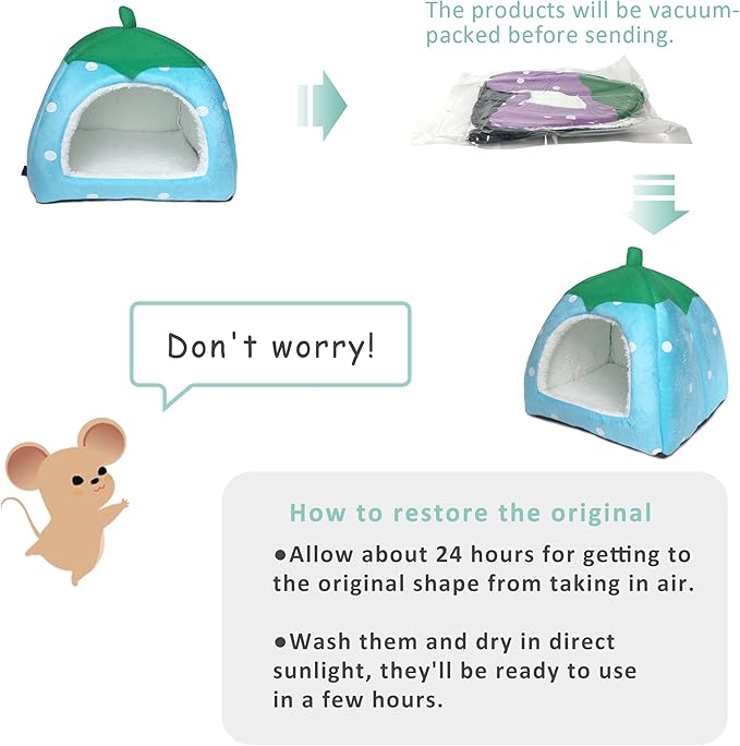 Guinea Pig Hideout Bed Rabbit House Cave Accessories Cozy Hide-Out for Bunny Hedgehog Ferret Chinchilla&Other Small Animals