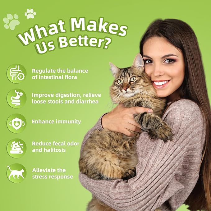Cat Probiotic for Digestive & Gut Health - 150 Dual Texture Crunchy & Creamy Bites - Relief for Constipation, Diarrhea & Sensitive Stomach with Prebiotics & Taurine for Kittens & Seniors