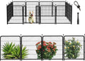 Dog Playpen 48inch 12 Panels, Puppy Playpen Indoors, Dog Fence Outdoor for Yard, Wide Door Low Threshold Garden Fence for Medium/Large Pets. Black Dog Pens Total 26.6 Ft(L)