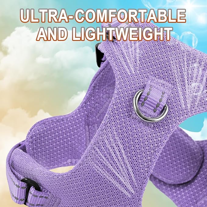 Dog Harness Step in Dog Vest Harness, Reflective Adjustable Puppy No Pull Harness Breathable Soft for Small and Medium Dogs Cats, Violet Purple, S