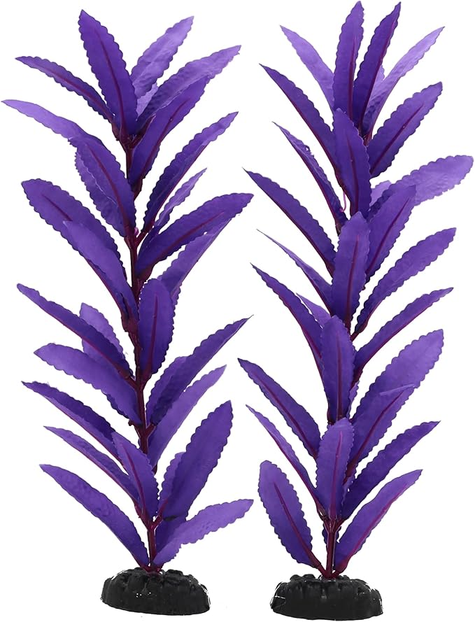 2-Pack 12 Inch Aquarium Silk Aquarium Plants, Artificial Plastic Plant for Small Tank, Goldfish, Fish Hides (Purple, 12 Inch)